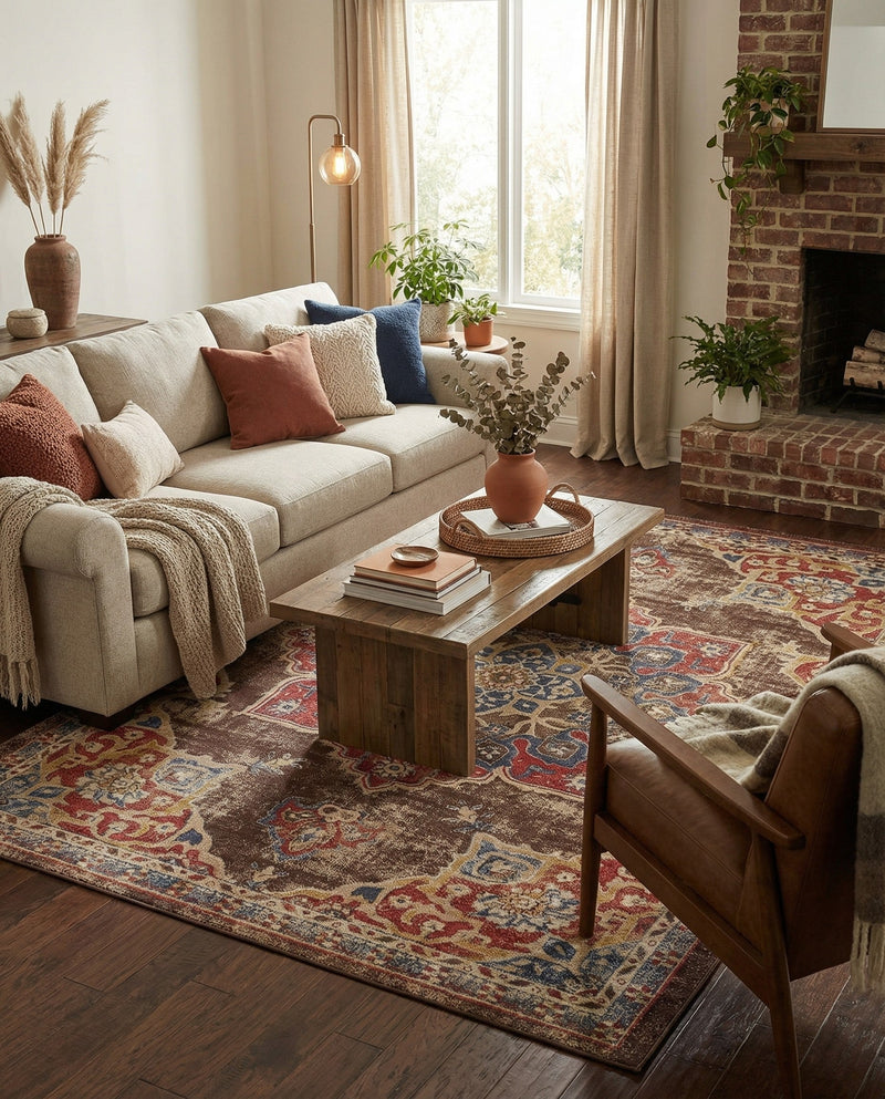 Eden Oasis Collection Area Rug -  Tranquility (Chocolate Brown) Rectangle Chocolate Brown  lifestyle 3