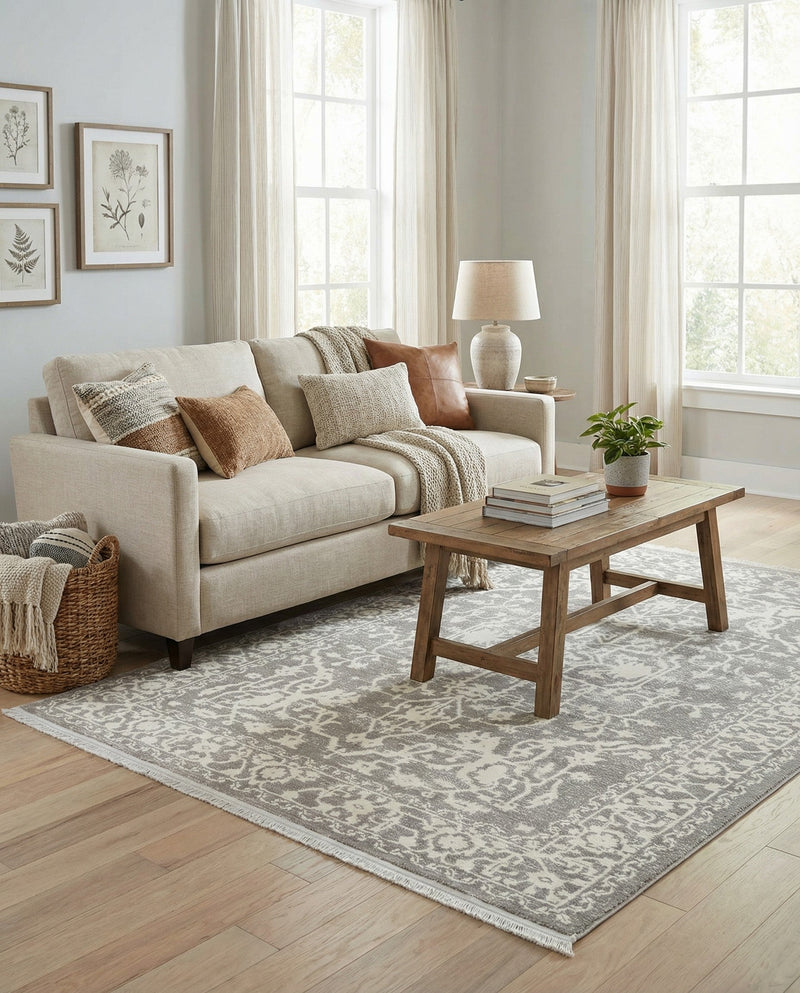 Rustic Charm Revival Collection Area Rug - Farmstead Rectangle Light Gray  lifestyle 54