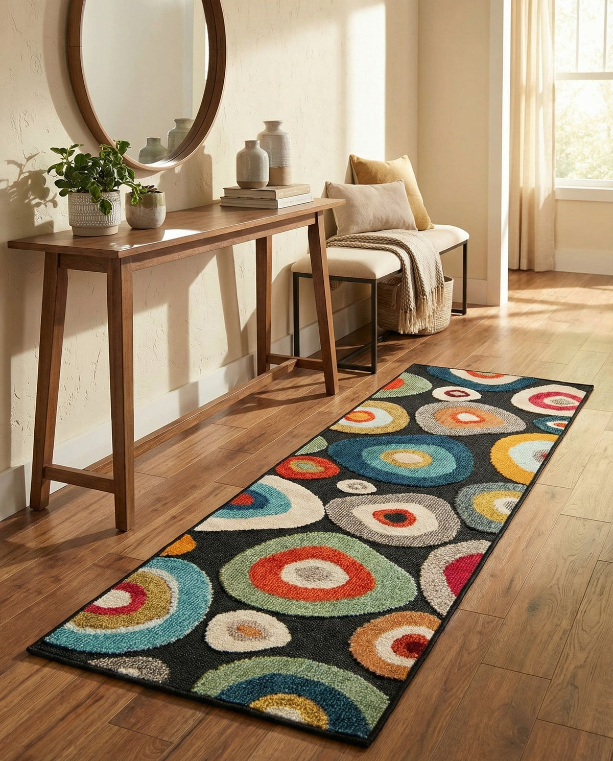 Outdoor Marrakesh Collection Area Rug -  Chefchaouen Runner Multi Black  lifestyle 120