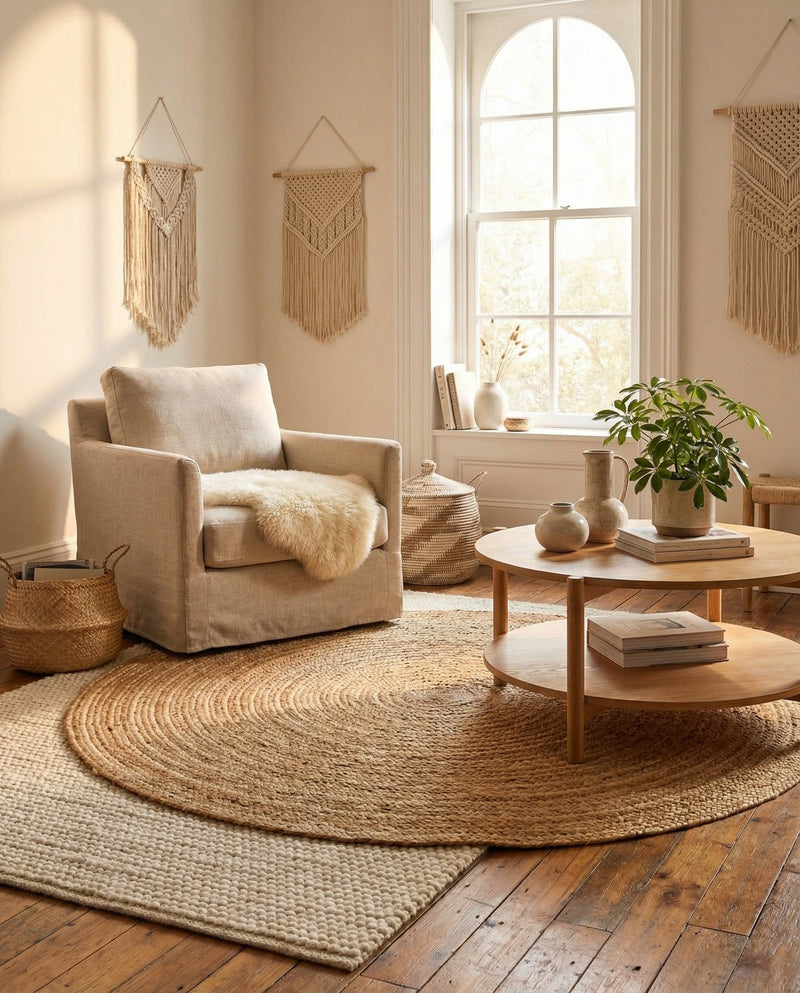 Woven Seaside Elegance Collection Area Rug - Coastline Round Natural  lifestyle 43