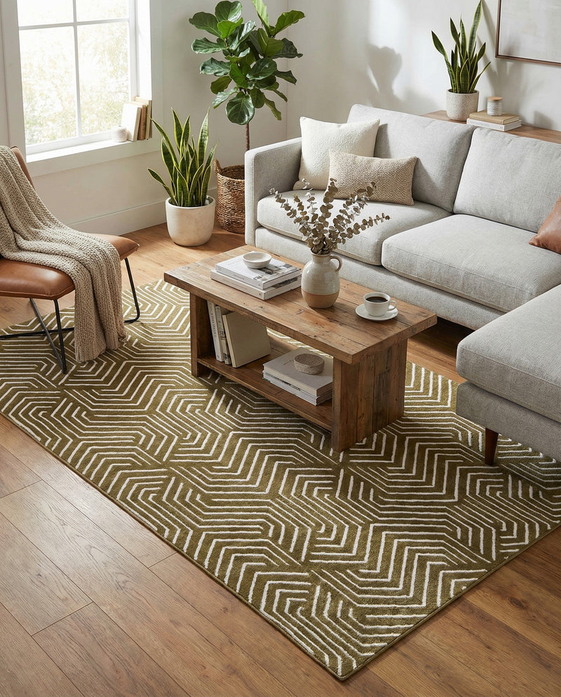 Aravalli Collection Area Rug - Udaipur Rectangle Olive Green  lifestyle 19