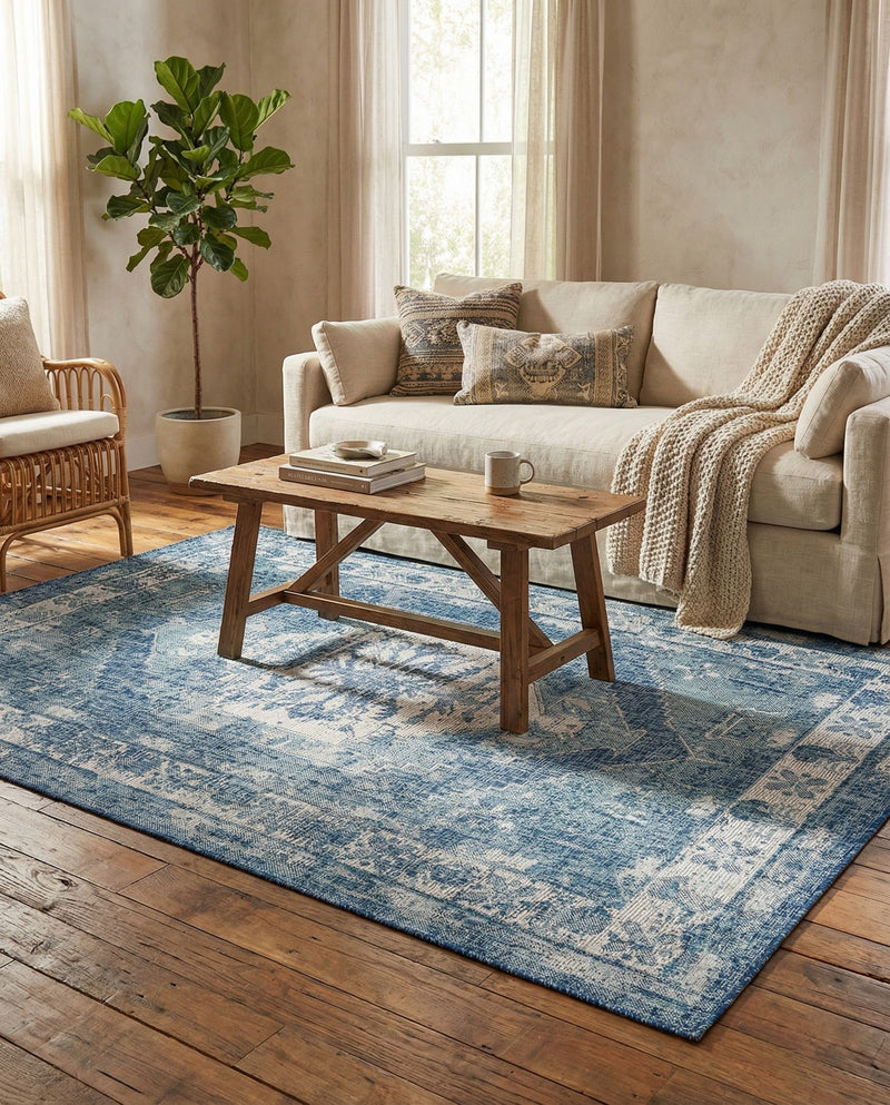 Patio Heritage Collection Area Rug -  Augusta (Blue) Rectangle Blue  lifestyle 22