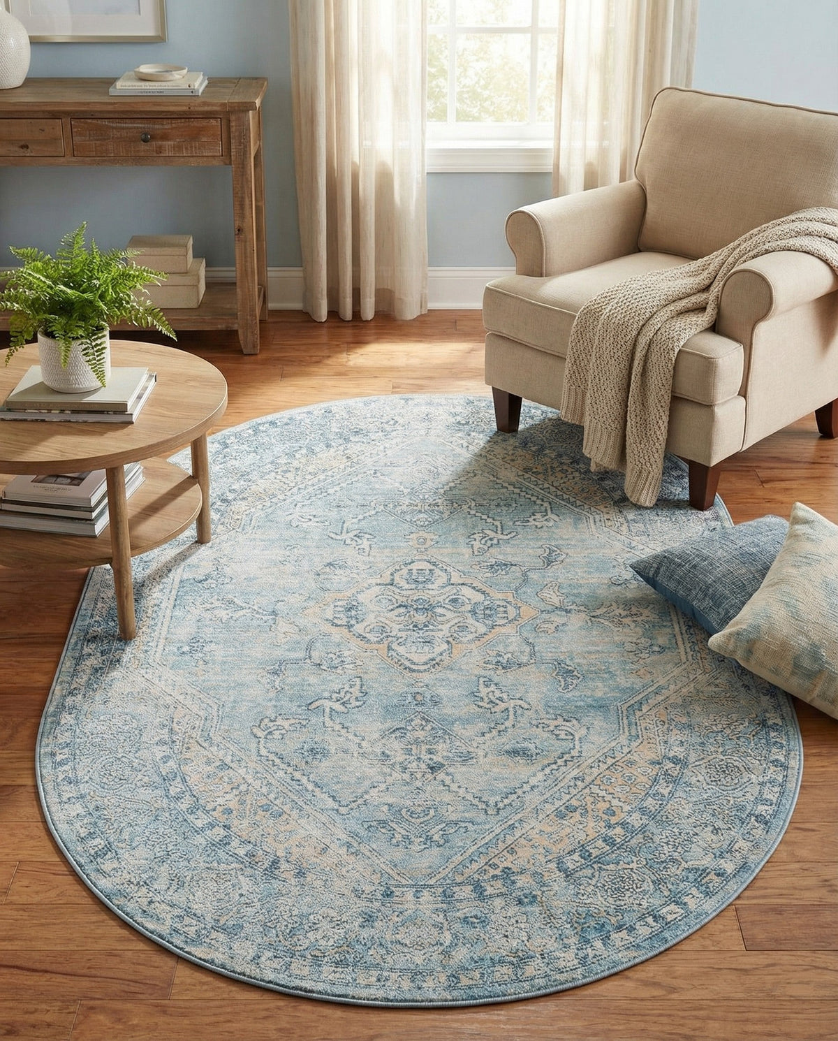 Coastal Haven Collection Area Rug -  Marina Oval Blue  lifestyle 167