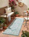 Patio Heritage Collection Area Rug -  Augusta (Aqua) Runner Aqua  lifestyle 73
