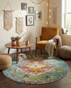 Venetian Tapestry Collection Area Rug -  SanMarco Round Turquoise  lifestyle 58