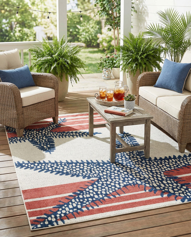 Caribbean Terrace Collection Area Rug -  Curacao Rectangle Ivory  lifestyle 3