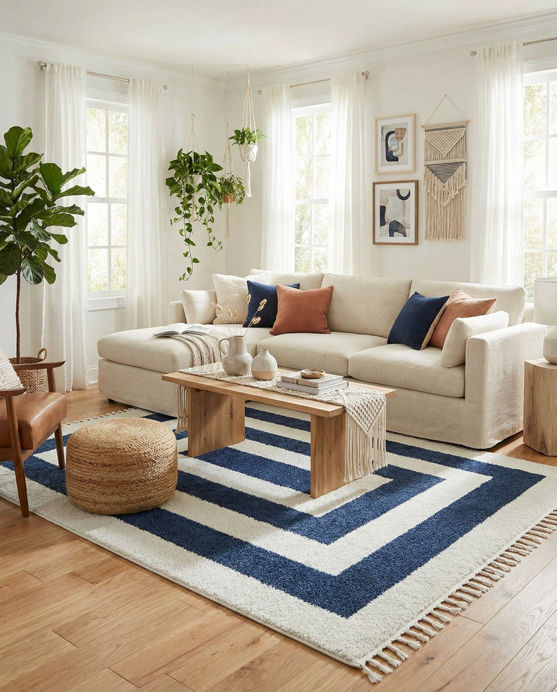 Sahara Chic Collection Area Rug -  Casablanca Rectangle Blue  lifestyle 66