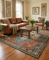 Patio Heritage Collection Area Rug -  Grove Rectangle Navy Blue and Rust Red  lifestyle 11