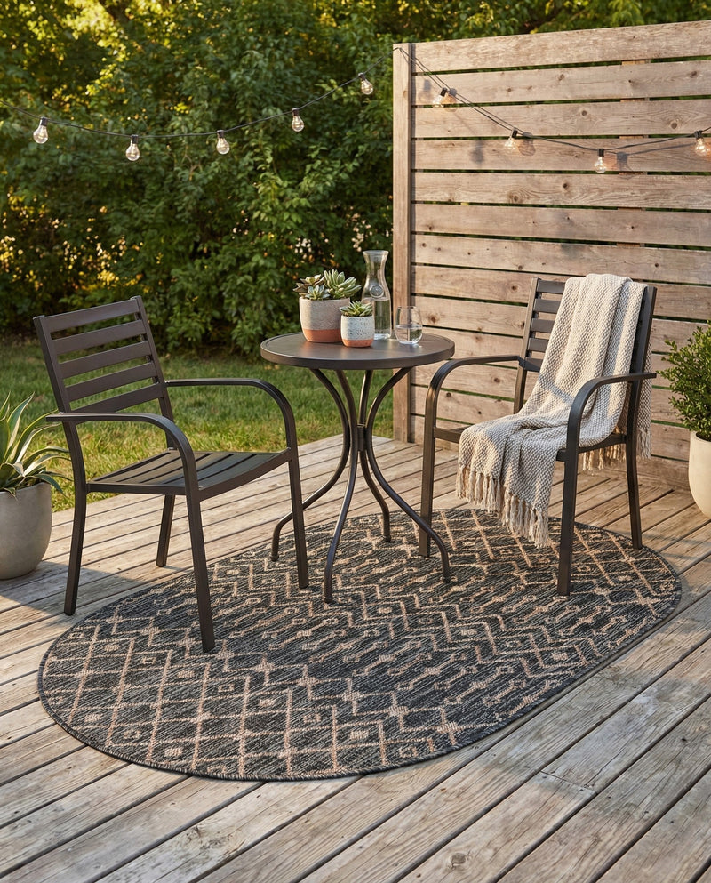 Savannah Pergola Collection Area Rug -  Pergola (Charcoal Gray) Oval Charcoal Gray  lifestyle 83