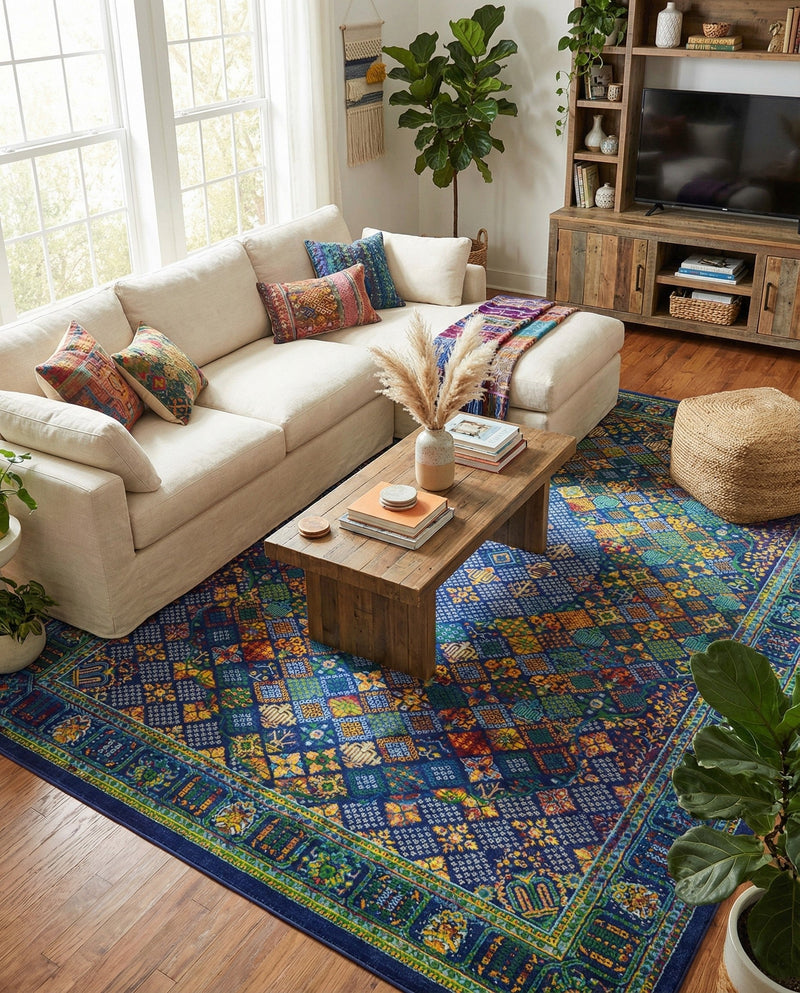 Caribbean Cove Collection Area Rug -  Mustique Rectangle Navy Blue  lifestyle 41