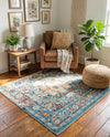 Parisian Elegance Collection Area Rug - Versailles (Teal) Square Teal  lifestyle 67