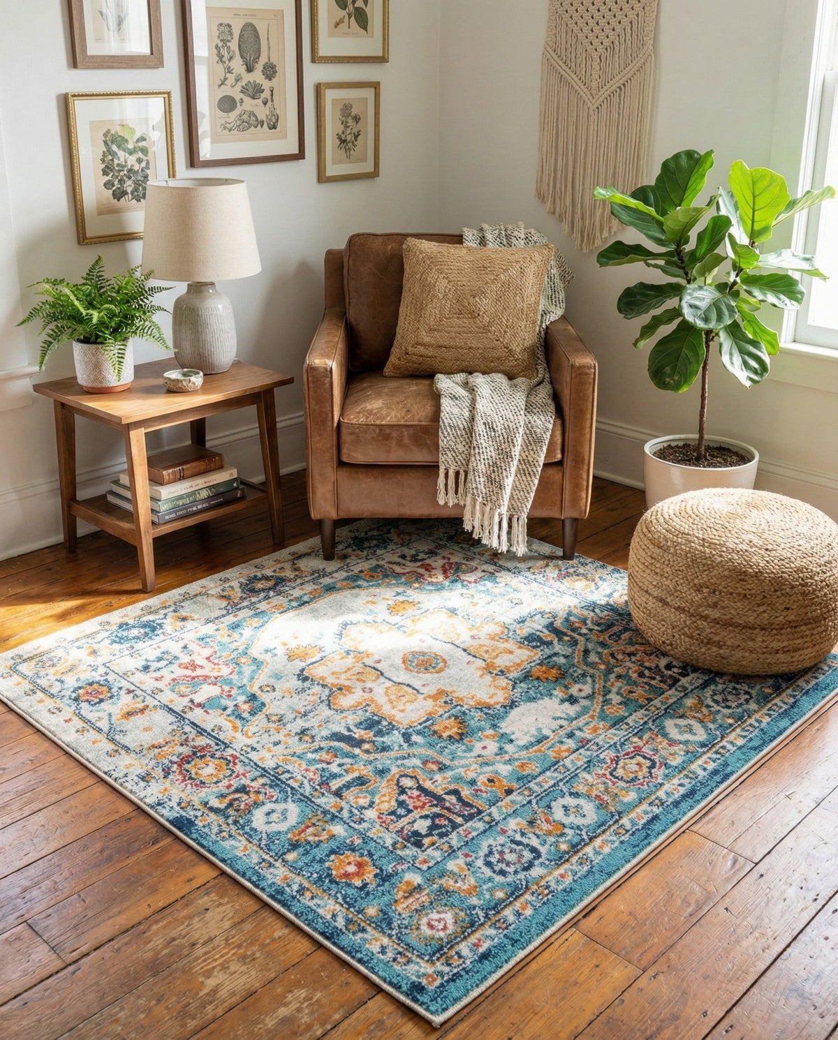 Parisian Elegance Collection Area Rug - Versailles (Teal) Square Teal  lifestyle 67