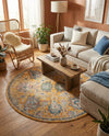Seville Stripes Collection Area Rug -  Cordoba (Yellow) Round Yellow  lifestyle 22