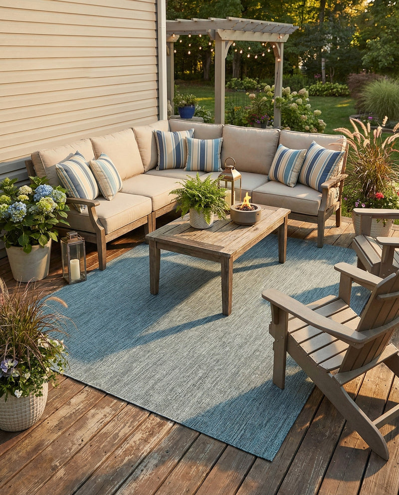 Seaside Serenity Collection Area Rug - Veranda (Teal) Square Teal  lifestyle 78
