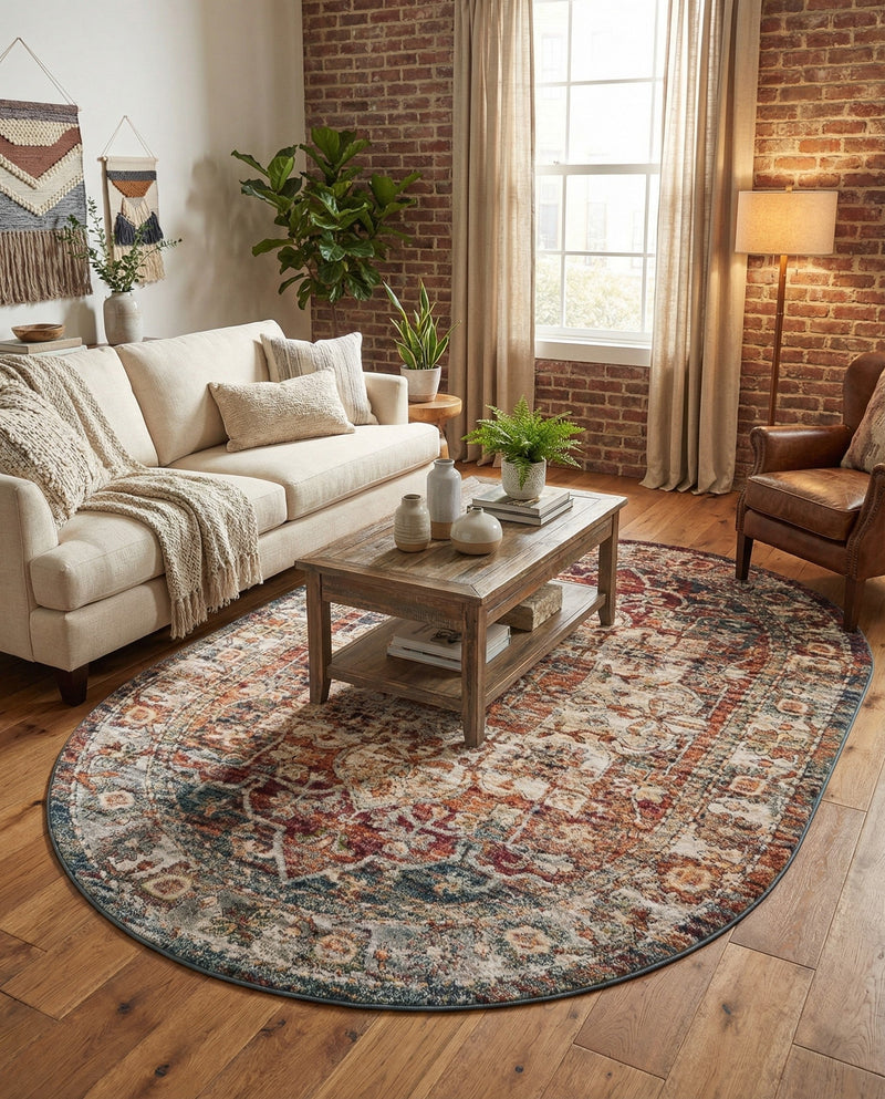 Savannah Soiree Collection Area Rug -  Everglade (Multi) Oval Multi  lifestyle 75