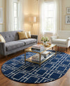 Hollywood Luxe Collection Area Rug -  Beverly (Navy Blue Silver) Oval Navy Blue Silver  lifestyle 55