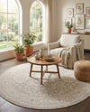 Tribal Terrace Treasures Collection Area Rug -  Incan Isle (Light Gray) Round Light Gray  lifestyle 34
