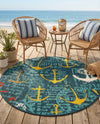 Seaside Haven Rugs Collection Area Rug -  Lighthouse Round Navy Blue  lifestyle 71