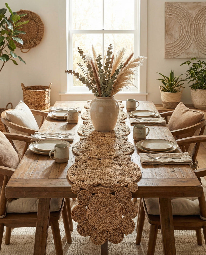 Woven Seaside Jute Collection Area Rug - Whittaker Table Runner Natural  lifestyle 33