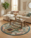 Coastal Terrace Collection Area Rug -  Sandbar Round Green  lifestyle 83