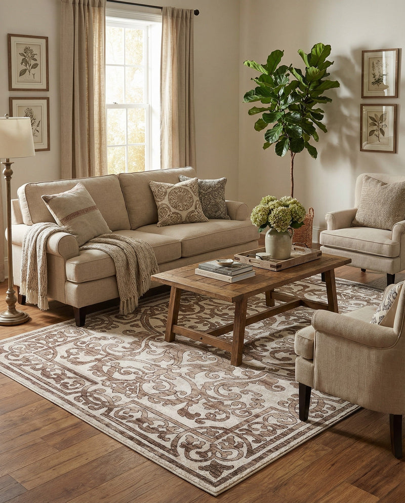 Sanctuary Retreat Collection Area Rug -  Retreat Rectangle Chocolate Brown  lifestyle 31