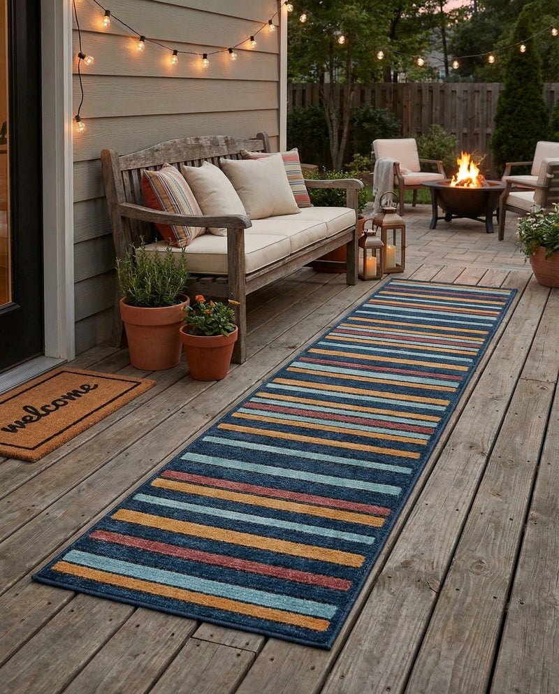 Caribbean Terrace Collection Area Rug -  Martinique Runner Charcoal  lifestyle 30