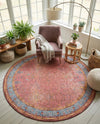 Patio Heritage Collection Area Rug -  Serenity Round Vintage Salmon Coral  lifestyle 35