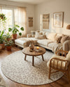 Savannah Escape Collection Area Rug -  Amazon (Ivory Gray) Round Ivory Gray  lifestyle 38