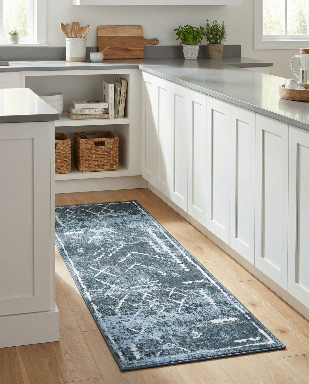 Aegean Elegance Washables Collection Area Rug - Santorini Runner Navy Blue  lifestyle 135