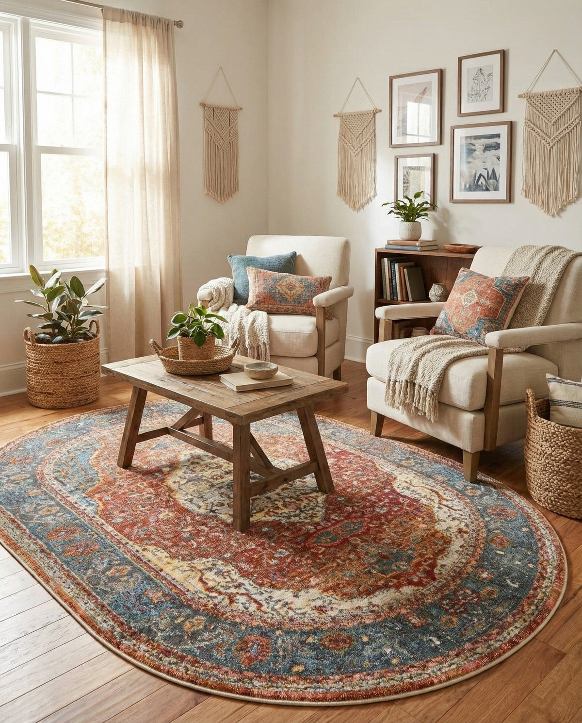 Caribbean Breeze Collection Area Rug -  Vieques Oval Rust Red  lifestyle 161