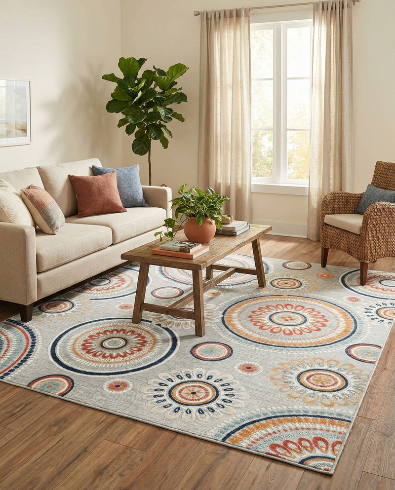Seaside Blooms Collection Area Rug -  Eden Rectangle Gray  lifestyle 66