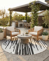 Urban Terrace Collection Area Rug -  Riverside Round Black and White  lifestyle 70