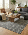 Geo Garden Lattice Collection Area Rug -  Casablanca Rectangle Charcoal Ivory  lifestyle 15