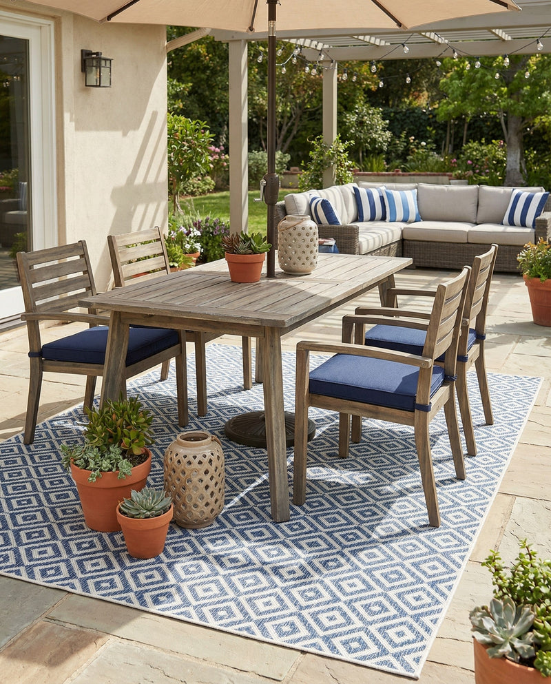 Urban Oasis Rugs Collection Area Rug -  Rooftop (Blue) Rectangle Blue  lifestyle 3