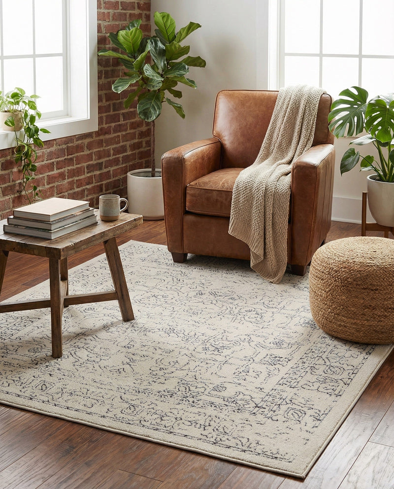 Savannah Soiree Collection Area Rug -  Everglade (White) Square White  lifestyle 61