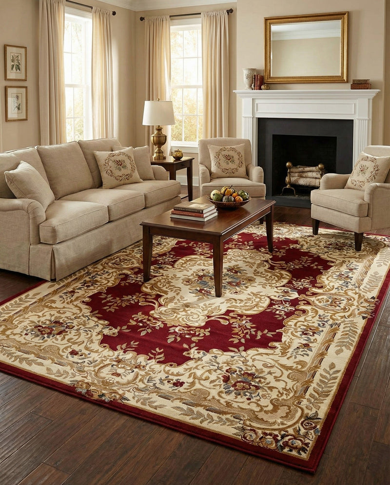 Versailles Elegance Collection Area Rug -  Vincennes Rectangle Red  lifestyle 18