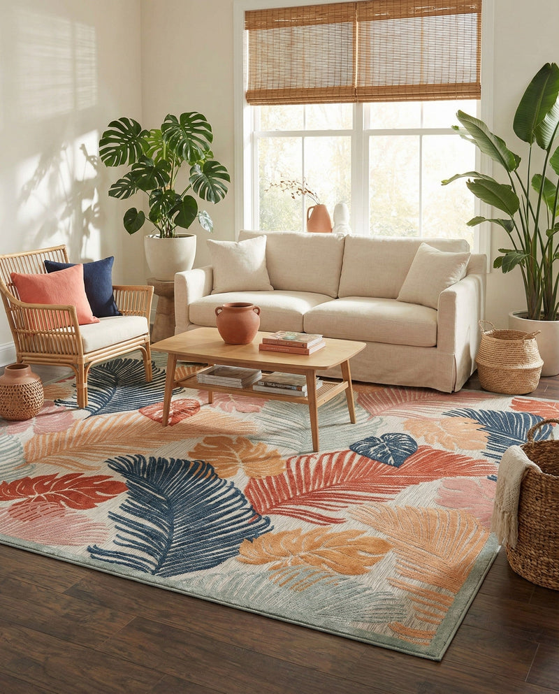 Seaside Blooms Collection Area Rug -  Tranquil Rectangle Multi  lifestyle 43