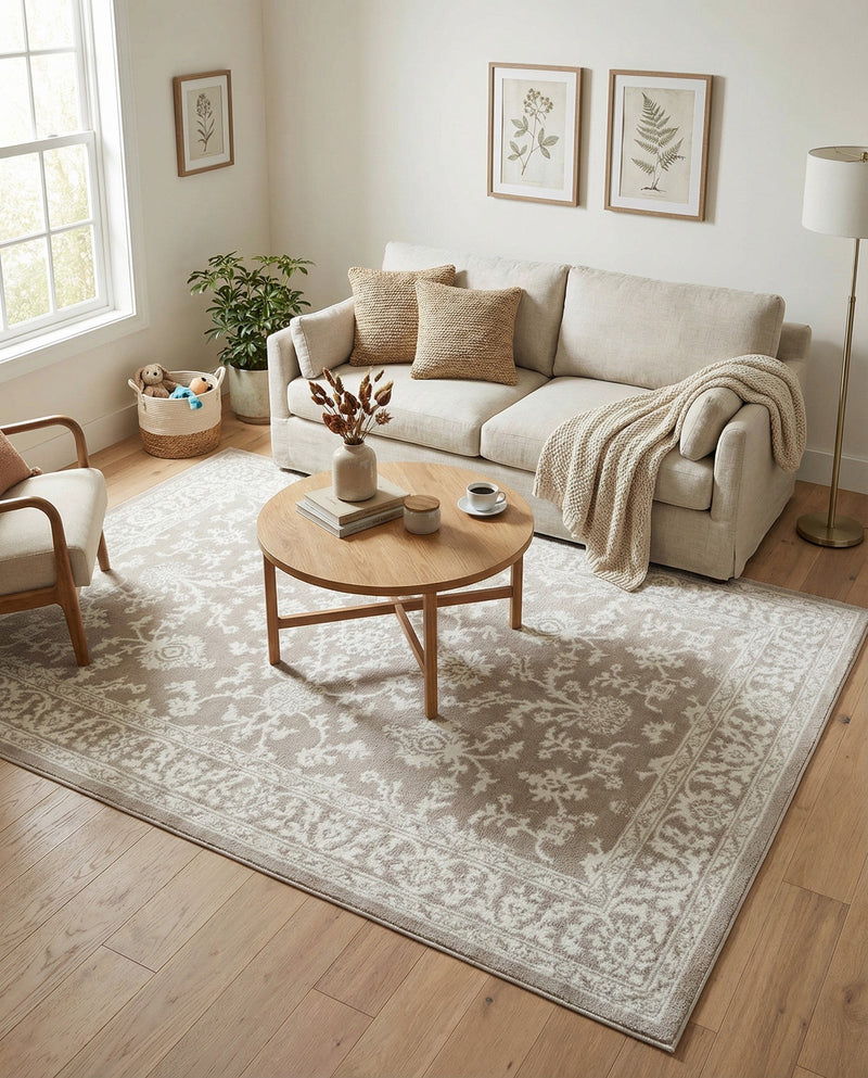 Savannah Elegance Collection Area Rug - Augusta (Light Gray) Rectangle Light Gray  lifestyle 13