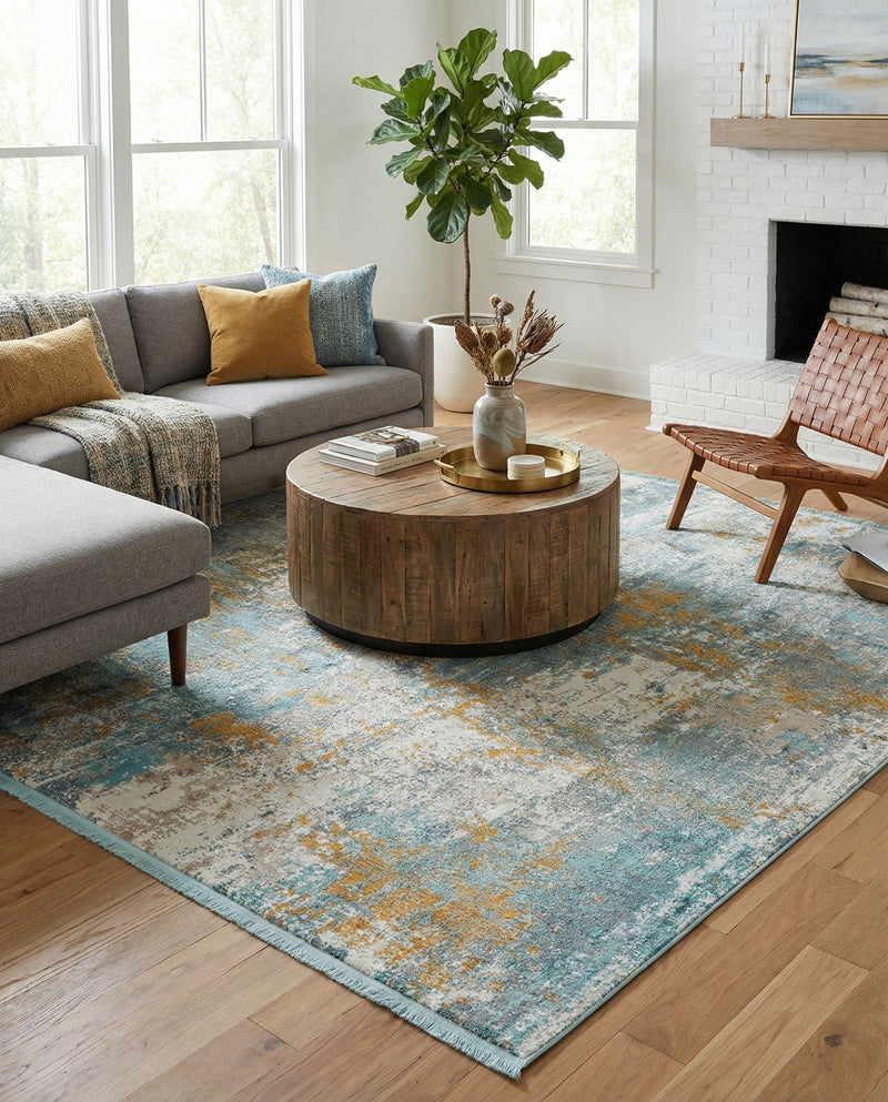 Arcadia Rugs Collection Area Rug -  Nirvana Square Cream Blue  lifestyle 32