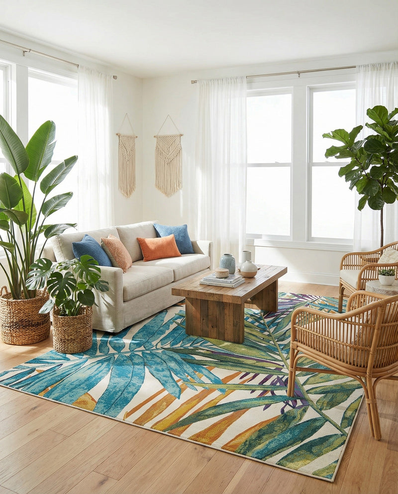 Seaside Blooms Collection Area Rug -  Arcadia Rectangle Multi  lifestyle 20