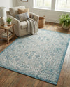 Tribal Terrace Treasures Collection Area Rug - Mayan Marina (Teal) Rectangle Teal  lifestyle 18