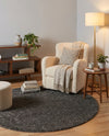 Cozy Comfort Shag Collection Area Rug - Haven (Smoke Gray) Round Smoke Gray  lifestyle 37