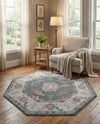 Arcadia Rugs Collection Area Rug - Eden (Gray and Blue) Octagon Gray and Blue  lifestyle 47