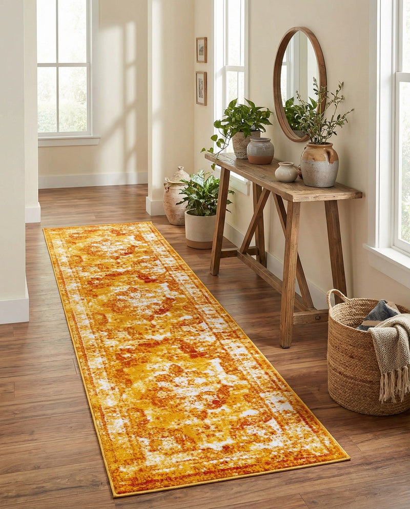 Riviera Elegance Collection Area Rug -  Menton (Orange) Runner Orange  lifestyle 80