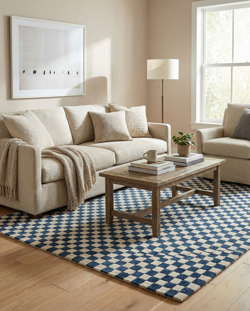 Shepherd's Glen Wool Collection Area Rug - Reykjavik Rectangle Blue and White  lifestyle 24