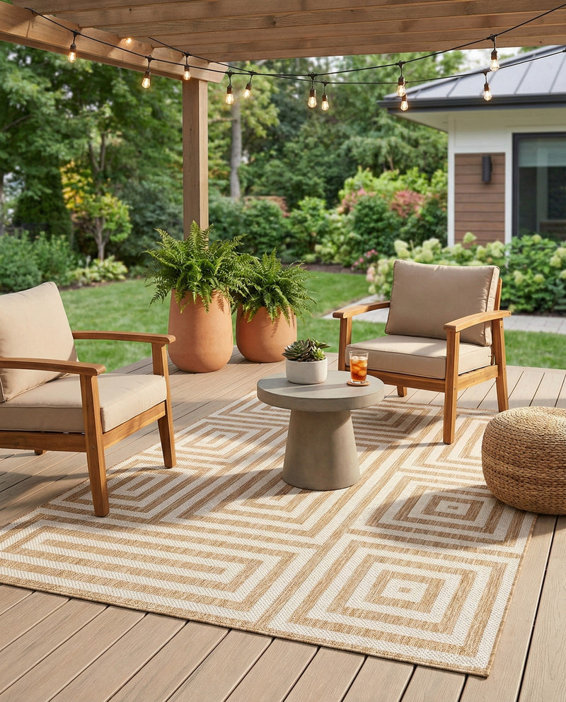 Urban Terrace Collection Area Rug -  Flatiron Rectangle Taupe  lifestyle 23