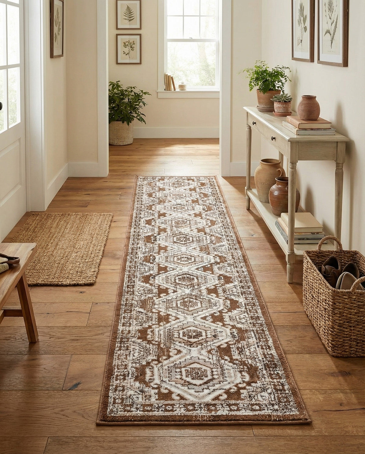 Savannah Elegance Collection Area Rug -  Tybee (Brown) Runner Brown  lifestyle 89