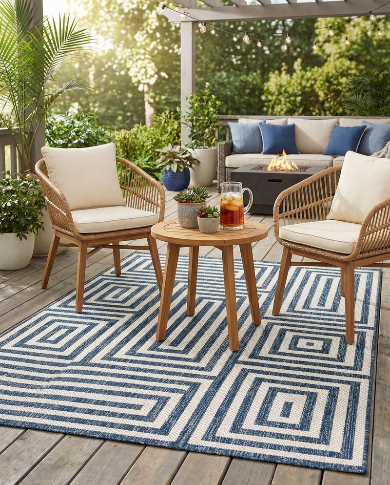 Urban Terrace Collection Area Rug -  Flatiron Rectangle Blue  lifestyle 24