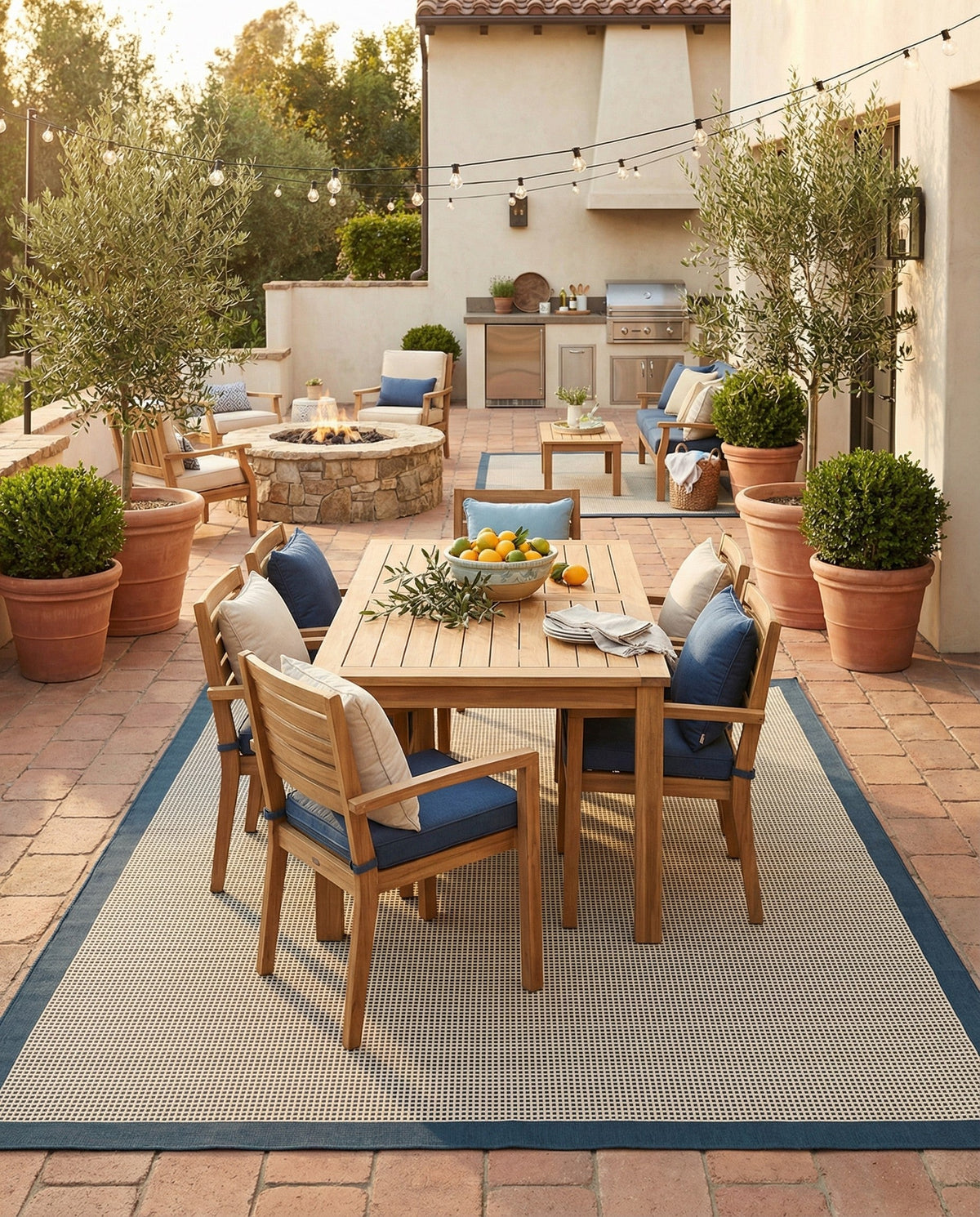 Terrace Fringe Collection Area Rug - Oceanside Rectangle Navy Blue  lifestyle 19