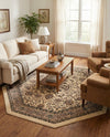 Isfahan Elegance Collection Area Rug - Naghsh-e Jahan (Ivory) Octagon Ivory  lifestyle 77